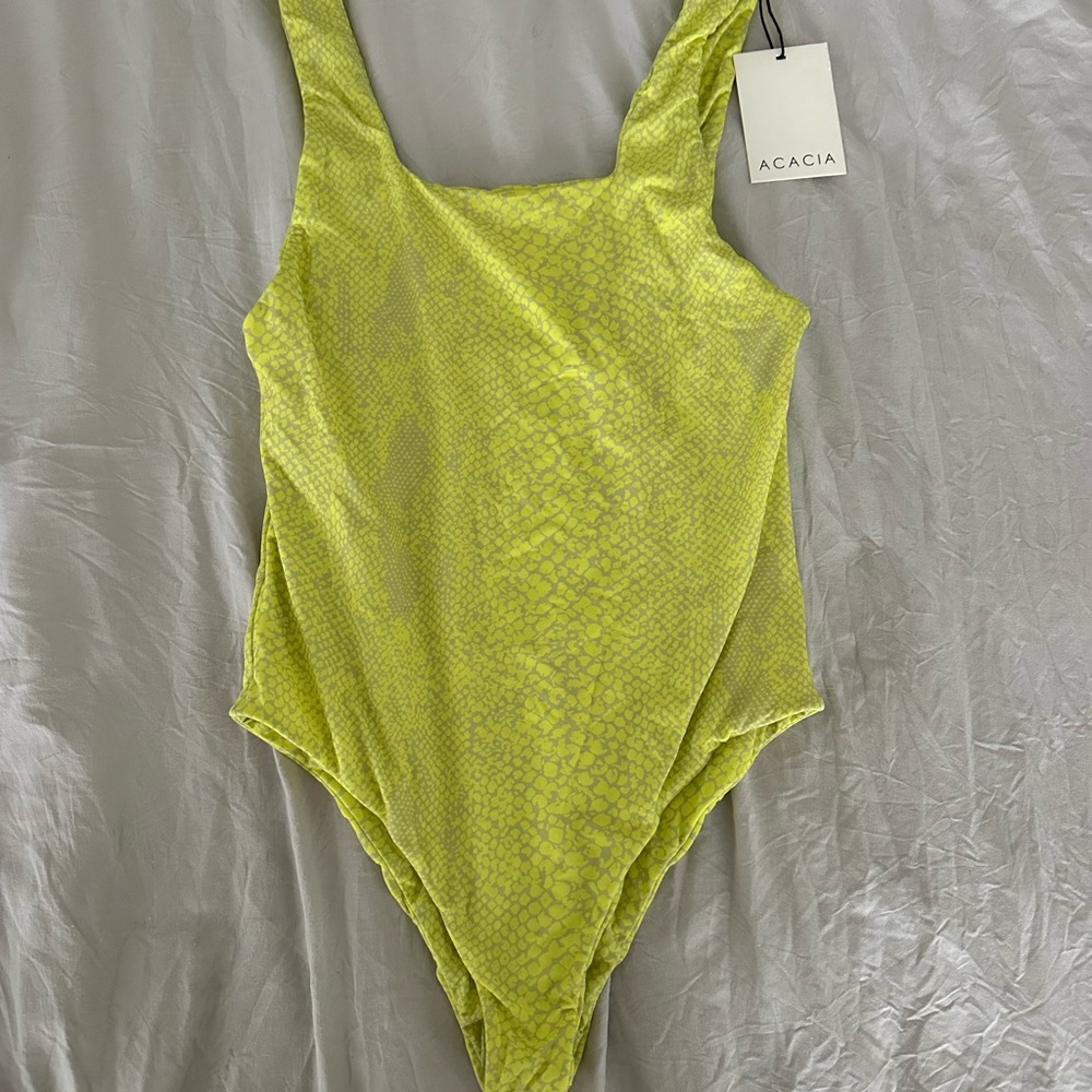 Acacia Swimwear River Lining Bodysuit in Pistachio Snake
